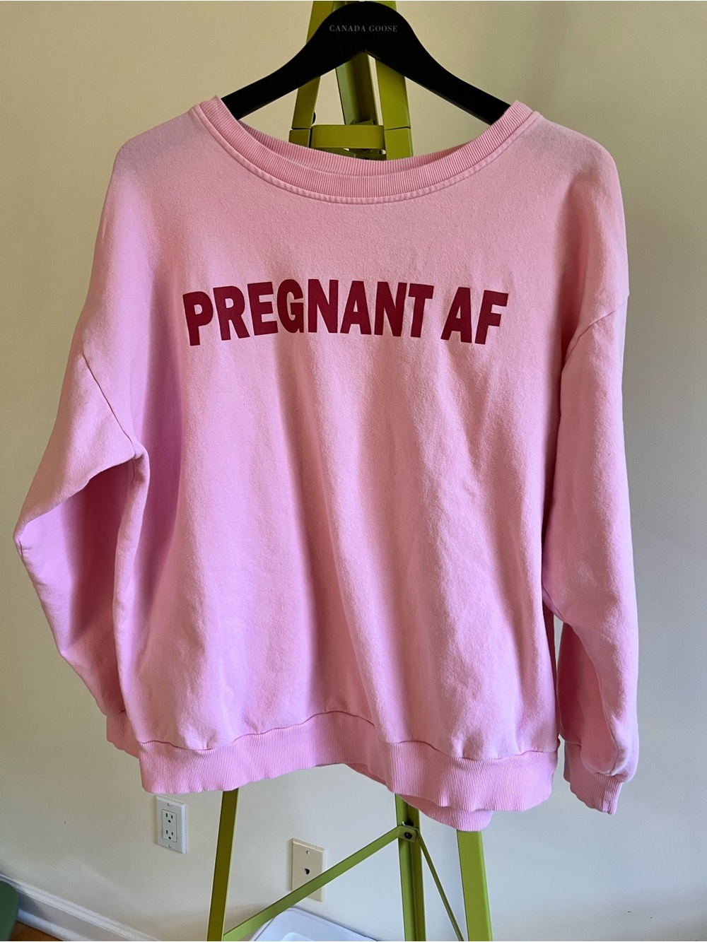 Pregnant AF Pink Crewneck Sweatshirt - Motherhood Maternity size XL